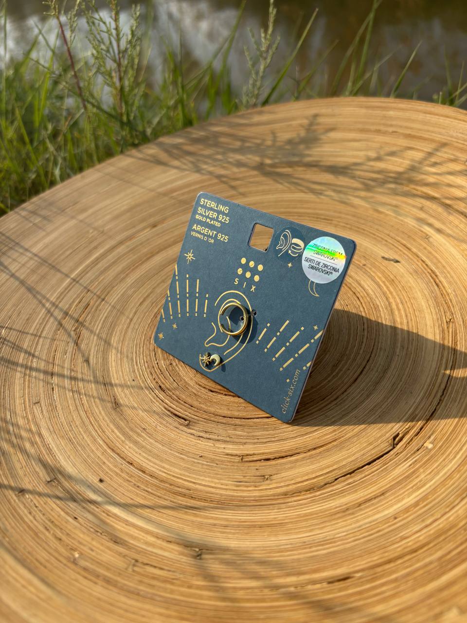 ایرکاف با گوشواره نگین زیرکنیا آبکاری طلا