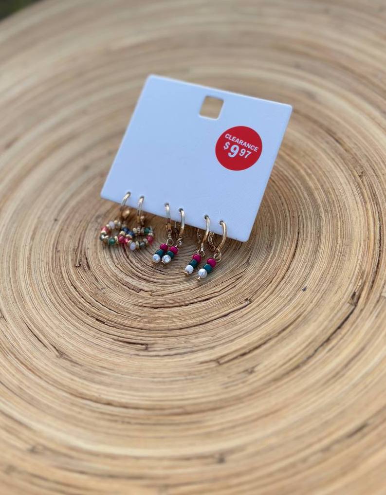 گوشواره حلقه ای سه تایی آویزدار