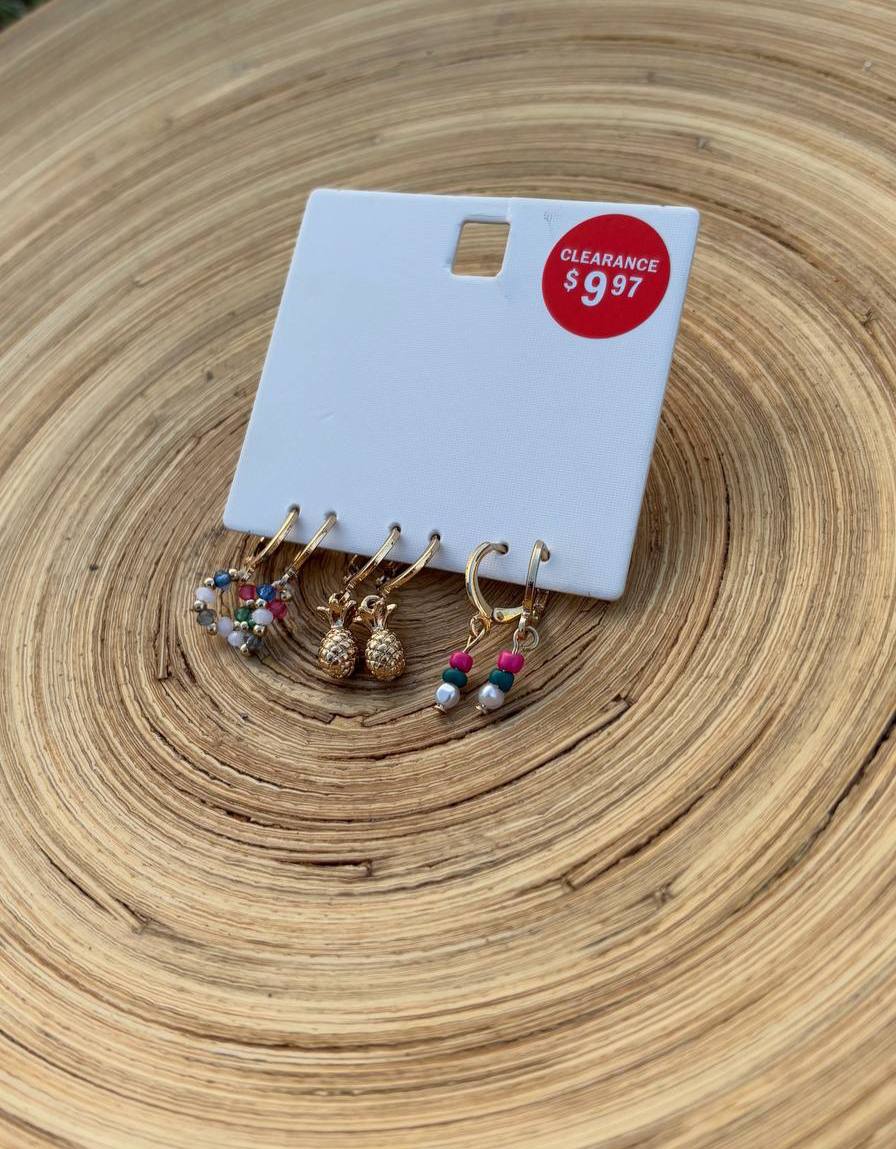 گوشواره حلقه ای سه تایی آویزدار